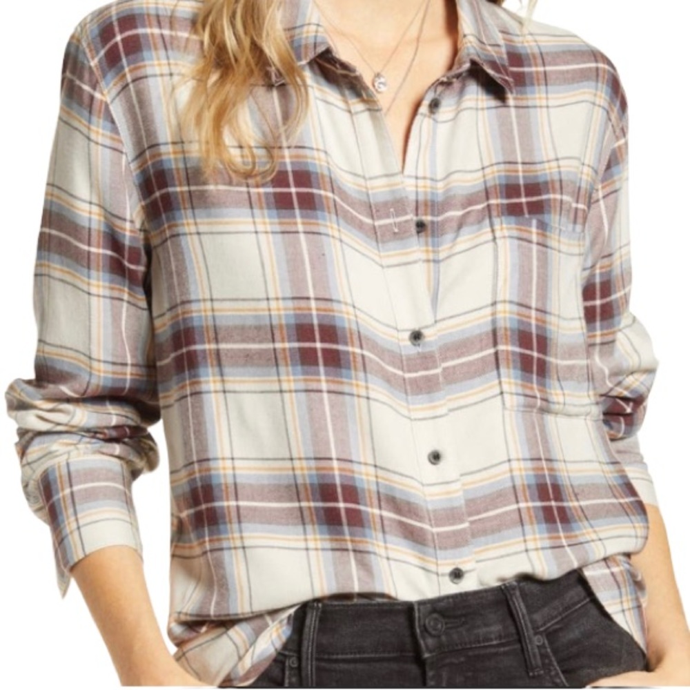 Treasure and bond plaid buttonfront‎ long sleeve shirt size large